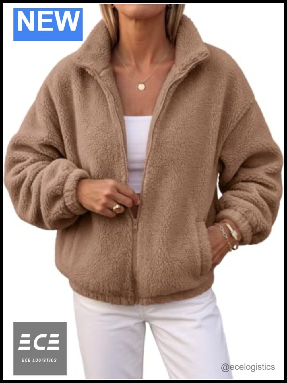 Full Zip Sherpa Fleece Jacket Stand Collar Cozy Layer